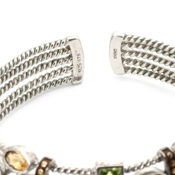 Vintage 925 Silver & Gems 4pcs Cuff Bracelet&Rings - Picture 9 of 9